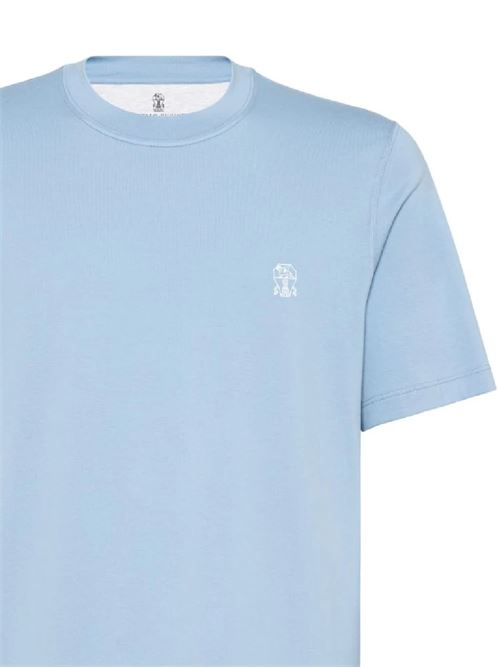 Sky blue cotton men's t-shirt Brunello Cucinelli | M0B138440CCN27